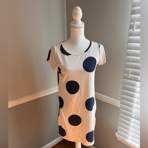 Boden Ivory & Navy Blue Polka Dot T-Shirt Dress – Size 6